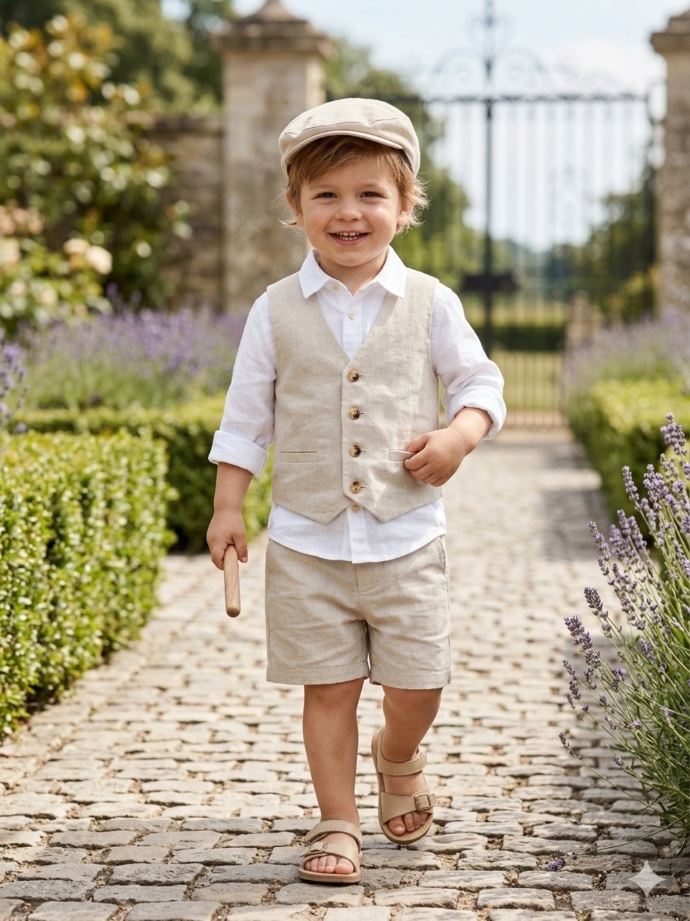 H&M Linen-Blend Suit Vest EUC  - Light Beige - 2-3 YRS